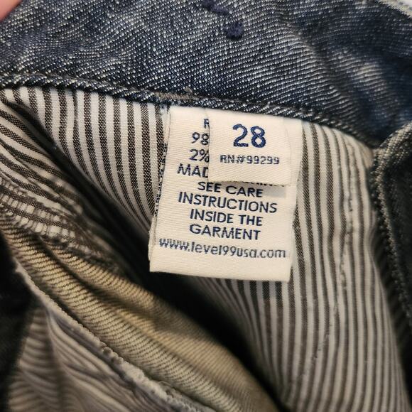 Level 99 Dark Wash Denim Back Slit Knee Length Straight Pencil Skirt Size 28 - Picture 11 of 13